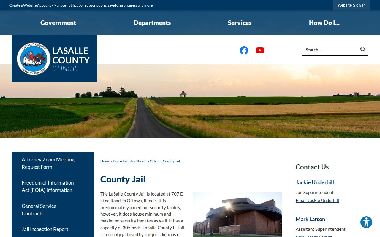 Official LaSalle County Jail webpage and facility information