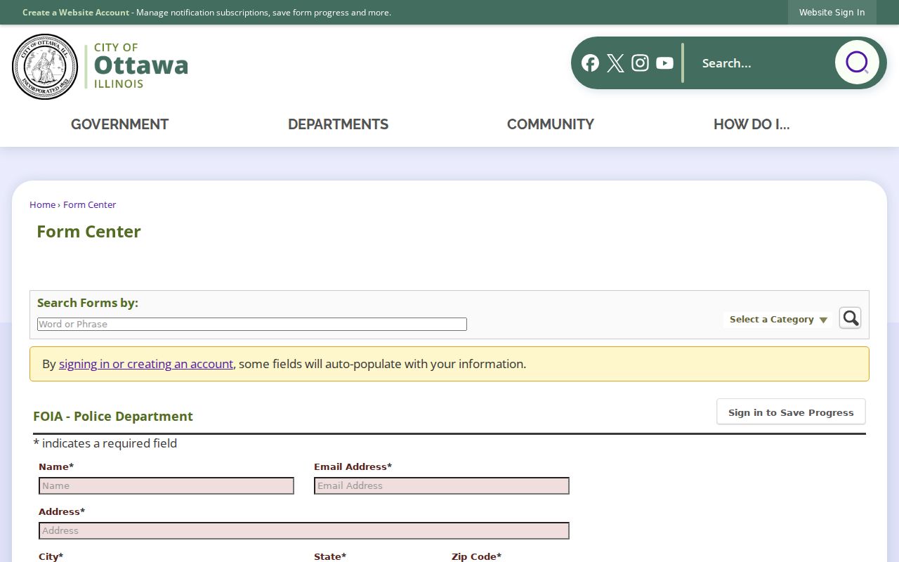 Ottawa criminal records Police FOIA request form