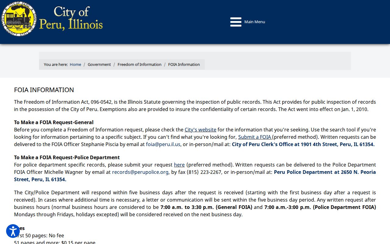 Peru criminal records police FOIA information