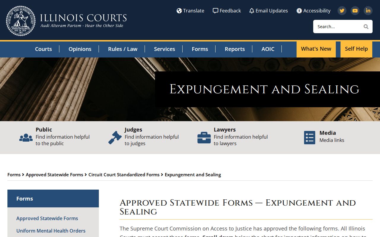 LaSalle County criminal record expungement and sealing forms