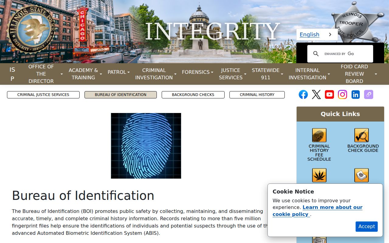 Illinois State Police LaSalle County criminal history repository information